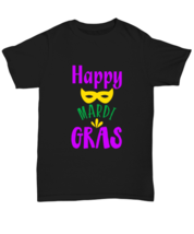 Happy Mardi Gras, black Unisex Tee. Model 60058  - £19.58 GBP