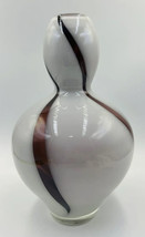 Hand Blown Art Glass Vase Swirl Purple and Opaque 12 in. Tall - £20.69 GBP