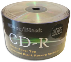 50-Pak Digital-Audio Shiny-Silver/Black Colored Cdr-Da 80-Min Cd-R&#39;S - £45.59 GBP