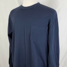Duluth Trading Co Long Sleeve Pocket T-Shirt Men&#39;s Large Blue Cotton Wor... - £12.67 GBP