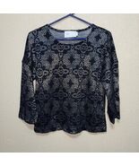 Tavi KNIT BLOUSE LONG Sleeves BLACK SILVER SZ M NEW - $1,069.53 MXN