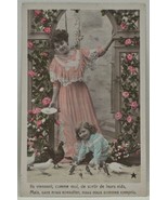 Antique 1911 Colored Postcard Women &amp; Child, Flowers, Birds - £4.31 GBP