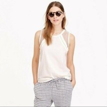 J. CREW Women&#39;s White Tank with Mesh, Ruffles, and Keyhole Back, Size XS - £6.73 GBP