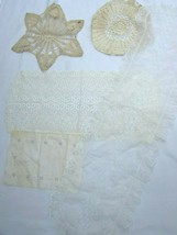 Lot 5 Vintage Doilies Doily Crochet  Crocheted Cotton 31840 White Off Iv... - $34.64