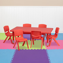 24x48 Red Activity Table Set YU-YCX-0013-2-RECT-TBL-RED-E-GG - £219.78 GBP