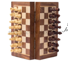 7&quot; x 7&quot; Wooden Magnetic Chess Game Board Set with Wooden Crafted Pieces/Free Pou - £40.77 GBP