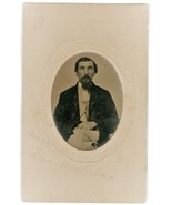 Man with Goatee Tintype Photo in Frame Mid 1800s -Name on Front, writing... - £10.49 GBP