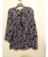 Crown &amp; Ivy Pullover Blouse Shirt Blue Navy Starfish Boho Lightweight XL - $259.13 MXN