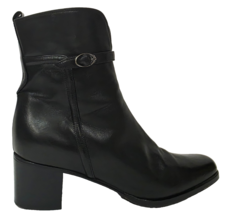 Bally FERINA Black Leather Ankle Boot Zipper Charcoal Buckle Women 6 M U... - $70.00