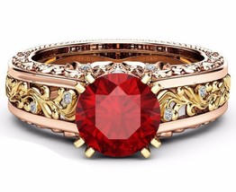 Plated 14k rose gold finger ring Topaz 6 colors luxury ring for wedding - $184.53 MXN