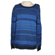 Tommy Hilfiger Blue Cotton Striped Sweater Size Large  - £27.61 GBP