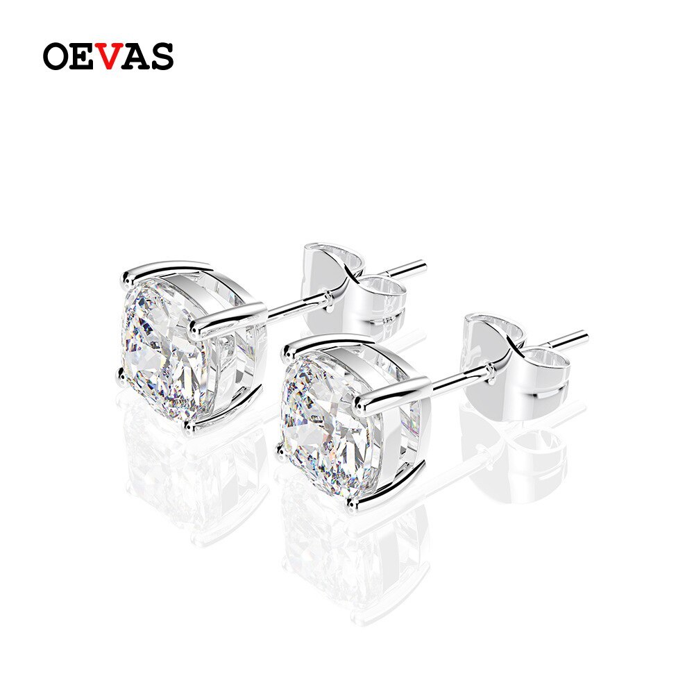 Classic 100% 925 Silver Created Moissanite Gemstone Wedding Engagement Ear Studs - $49.28