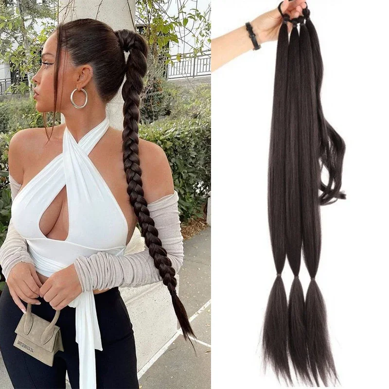 Synthetic Ponytail Hair Extensions Long with Rubber Band Hair Braid Pony... - $18.88