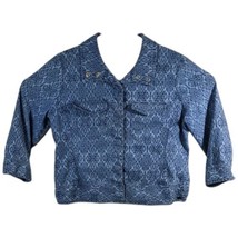 Womens Size 14 Aztec Denim Jacket Jean Snap Up Ruby Rd 3/4 Sleeve Blue - $40.08
