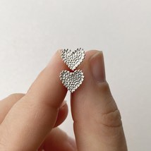 Tiny Heart Shaped Silver Earrings Sterling Silver Heart Stud Earrings Cute Gift  - $80.00