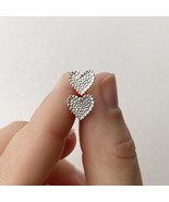 Tiny Heart Shaped Silver Earrings Sterling Silver Heart Stud Earrings Cu... - £63.86 GBP