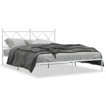 Bed Frame White Powder-Coated Steel King Size Modern Bed Frame - €162,62 EUR