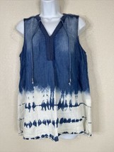 Vintage America Womens Size M Blue Chambray Bleach Tie-Dyed Top Sleeveless - £8.46 GBP