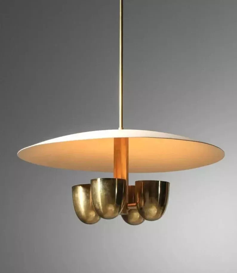 Mid Century Antique 4 Light Modern Raw Brass Pendant Sputnik Fixture Cha... - $449.00