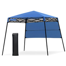 7x7 FT Slant Leg Pop-up Canopy Tent Shelter Adjustable Portable Carry Bag Blue - £131.86 GBP