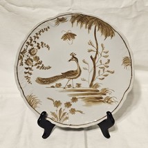Vintage Peacock Bird Brown Hand Painted Plate, 8 1/2&quot; Diameter - £37.48 GBP