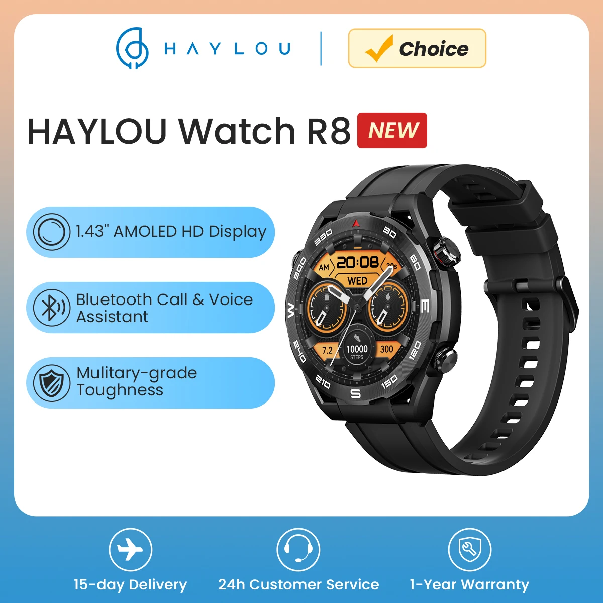 HAYLOU Watch R8 Smartwatch 1.43&#39;&#39; AMOLED Display Smart Watch Bluetooth P... - £38.53 GBP+