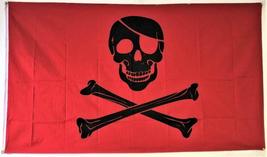 Trade Winds 3x5 Pirate Red Blood Patch Flag 5&#39; x 3&#39; Skull Skeleton Bones Hallowe - £3.92 GBP