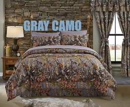 Gray Camo Sheet Set!! Full Size 6 Pc Camouflage Deep Pockets Grey Woods - £28.62 GBP