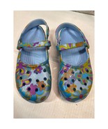 Crocs Classic Clog Flower Power Girls Blue 2-Straps Multi Color Size 7/8 - $34.97 CAD