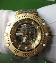 invicta gold subaqua automatic skeleton watch manual shutter &amp; exhibition back - £629.22 GBP