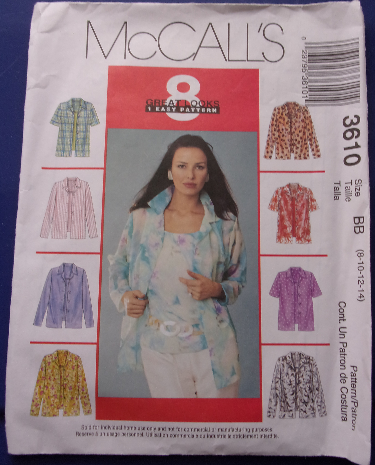 Primary image for McCall’s Misses’ Shirt & Top Size 8-14 #3610