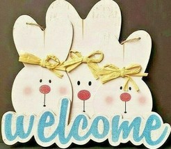 Midwood Brands Bunny Welcome Sign Wood 10 1/2&quot; Tall x 12&quot; NWT - £8.87 GBP