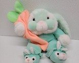 Vintage Commonwealth Bunny Rabbit Plush Green Bunny Slippers Carrot Love... - $19.70