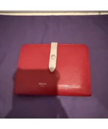 CELINE Bifold Wallet Red Leather Coin Card Holder Compact Vintage MWa0225 - $195.56 CAD