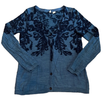 Moth Anthropologie Women&#39;s Small Blue Floral Button Up V Neck Cardigan - £16.19 GBP