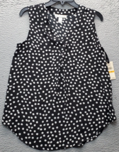 Emaline Blouse Top Women Small Multi Polka Dot Sleeveless V Neck Casual Pullover - $20.32