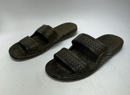 Pali Hawaii Size 8 Green Faux Alligator Tribal Slip On Comfort Sandals - £14.07 GBP