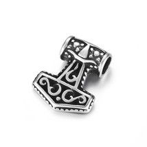 2pcs Stainless Steel Viking Thor Hammer Pendant Hole 4mm for Necklace DIY Access - £18.97 GBP