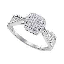 10k White Gold Diamond Square Cluster Tapered Bridal Wedding Engagement Ring - £218.65 GBP
