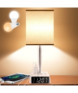 Table Lamp Bedside Lamp With 4 Usb Ports And Ac Power Outlets, Alarm Clo... - £58.22 GBP