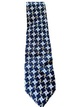 Marco Polo Italian Style Men’s Navy Blue Abstract Geometric Silk Necktie - £7.78 GBP