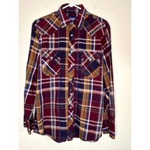 Vintage 1990s Wrangler Western Shirts Plaid Purple Pearl Snap Rodeo Cowb... - £21.95 GBP