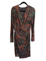 PERUVIAN CONNECTION Womens Faux Wrap Dress Long Sleeve Pima Cotton Sz L - £49.06 GBP