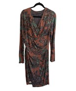 PERUVIAN CONNECTION Womens Faux Wrap Dress Long Sleeve Pima Cotton Sz L - £48.94 GBP