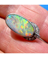 Earth mined Australian Black Opal Deco Diamond Pin Gatsby era Antique Pl... - $12,155.25