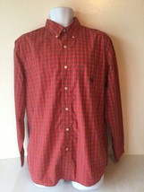 Chaps Mens Shirt Button Down Large Red Long Sleeve Easy Care  - £8.30 GBP