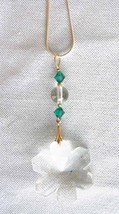    Judy Strobel Swarovski Cut Glass &amp; Quartz Crystal Snowflake  Pendant Necklace - £23.56 GBP