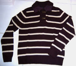 Ralph LAUREN JEANS CO LRL Brown Striped Sweater Top Brass Lk Closure-Sz ... - £31.56 GBP