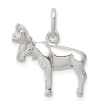 Sterling Silver Moose Charm Jewelry Animal Pendant 19mm x 20mm - £17.80 GBP