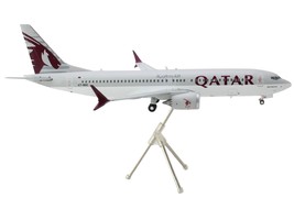 Boeing 737 MAX 8 Commercial Aircraft &quot;Qatar Airways&quot; Gray and White with Tail G - £93.52 GBP